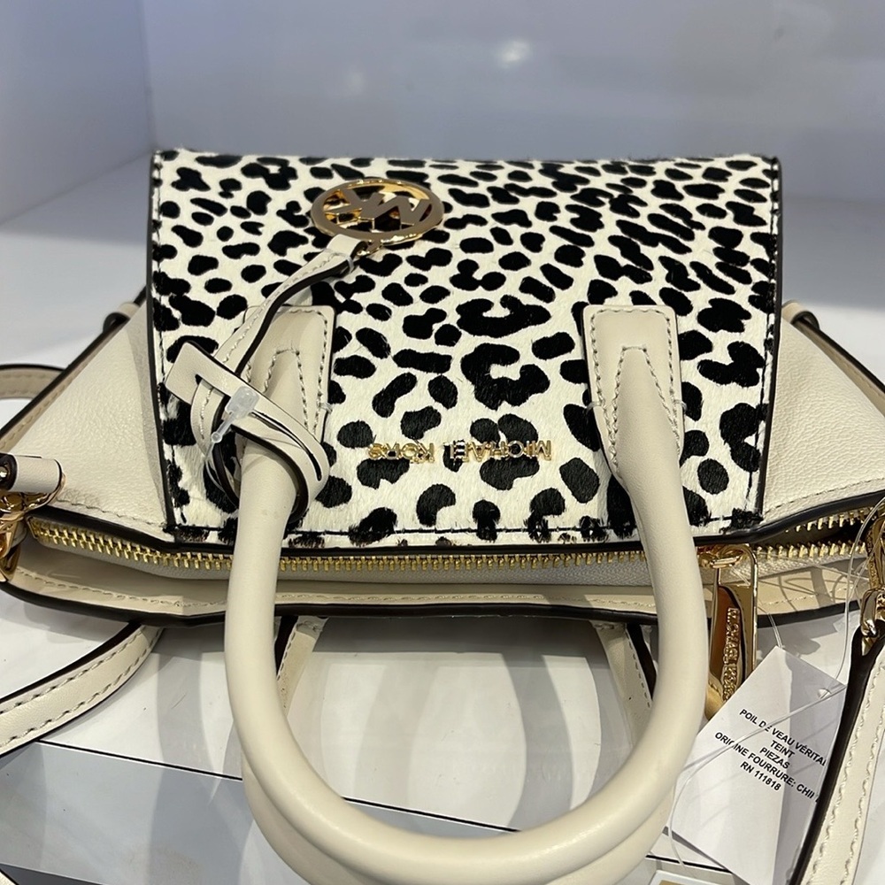 Michael Kors Avril Extra-Small Leather and Suede Satchel Crossbody Exotic Print - Picture 6 of 16
